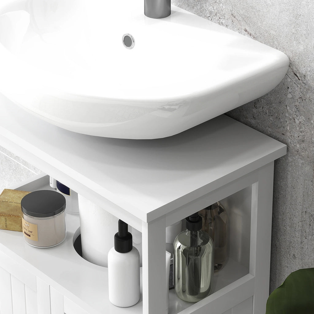 Mobile Sottolavabo con 2 Ante e Ripiano Aperto ¨C zephmum ¨C Bianco 60x30x60 cm