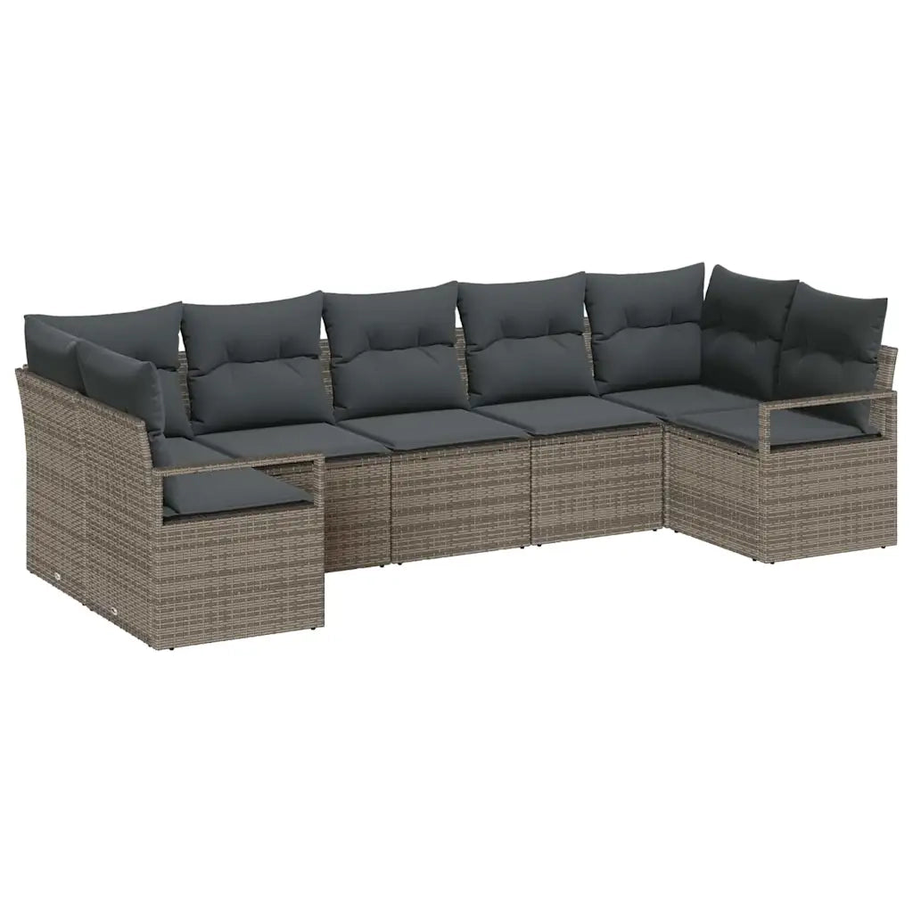 Set Divano da Giardino con cuscino 7 pcs Grigio polyrattan