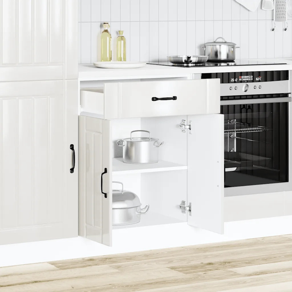 Base da Cucina-Mobile Base da Cucina Lucca Bianco Lucido in Legno Multistrato 575367