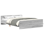 Letto matrimoniale | Letto per adulti | Giroletto con Testiera e Pediera Grigio Sonoma 135x190 cm