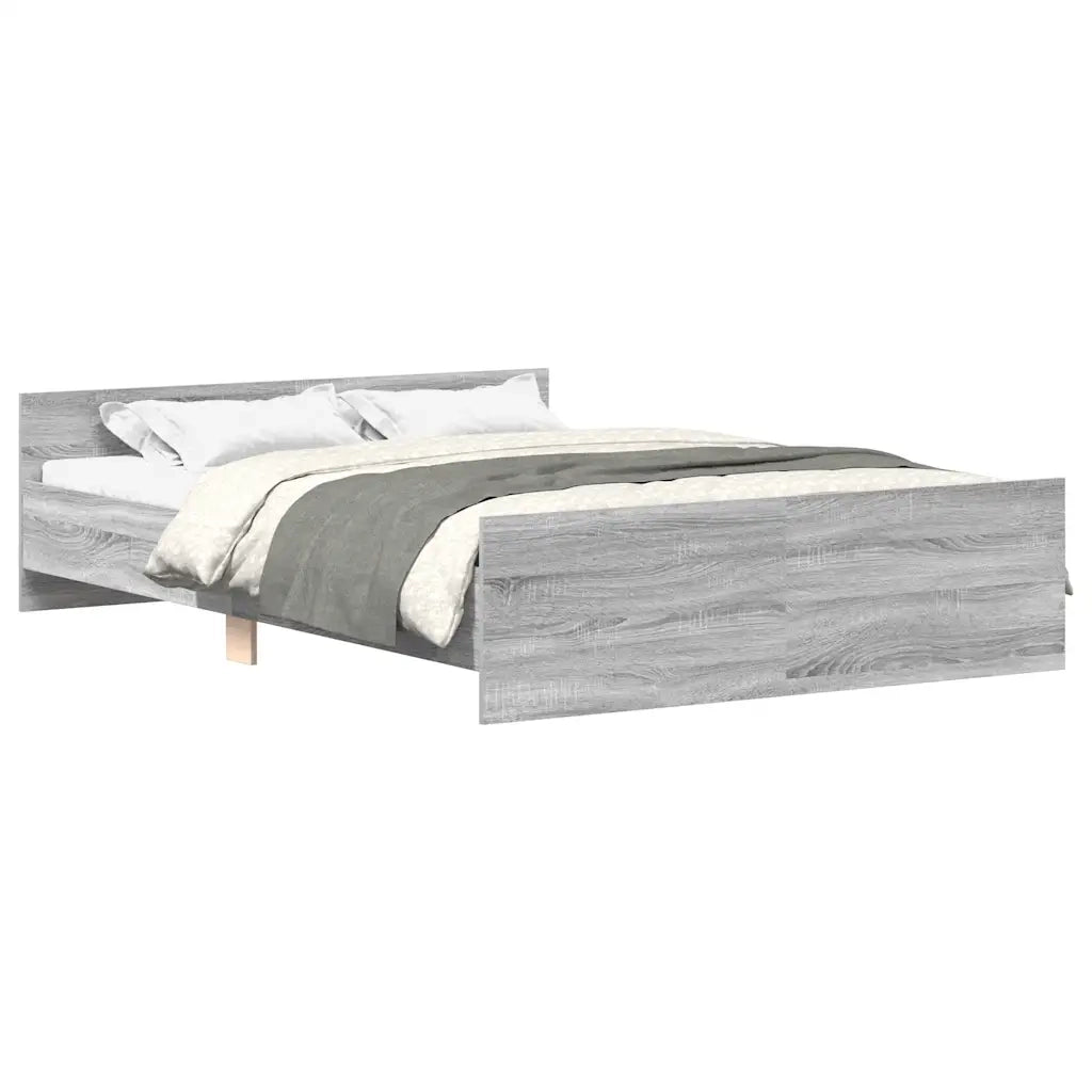 Letto matrimoniale | Letto per adulti | Giroletto con Testiera e Pediera Grigio Sonoma 135x190 cm