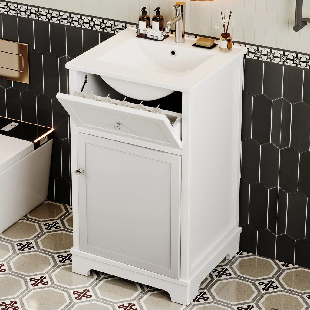 MOBILE BAGNO con lavabo integrato 51x46x87 cm MDF e Ceramica Bianco
