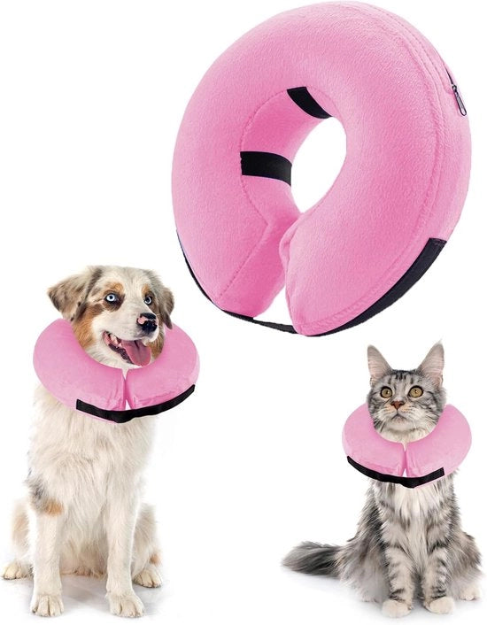 Cintura per cane gonfiabile con chiusura a clip regolabile per uso post-operatorio, protezione contro morsi e punture (rosa, XL)
