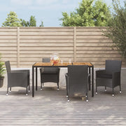 Set da Pranzo da Giardino 5 pz Nero con Cuscini in Polyrattan 3187398