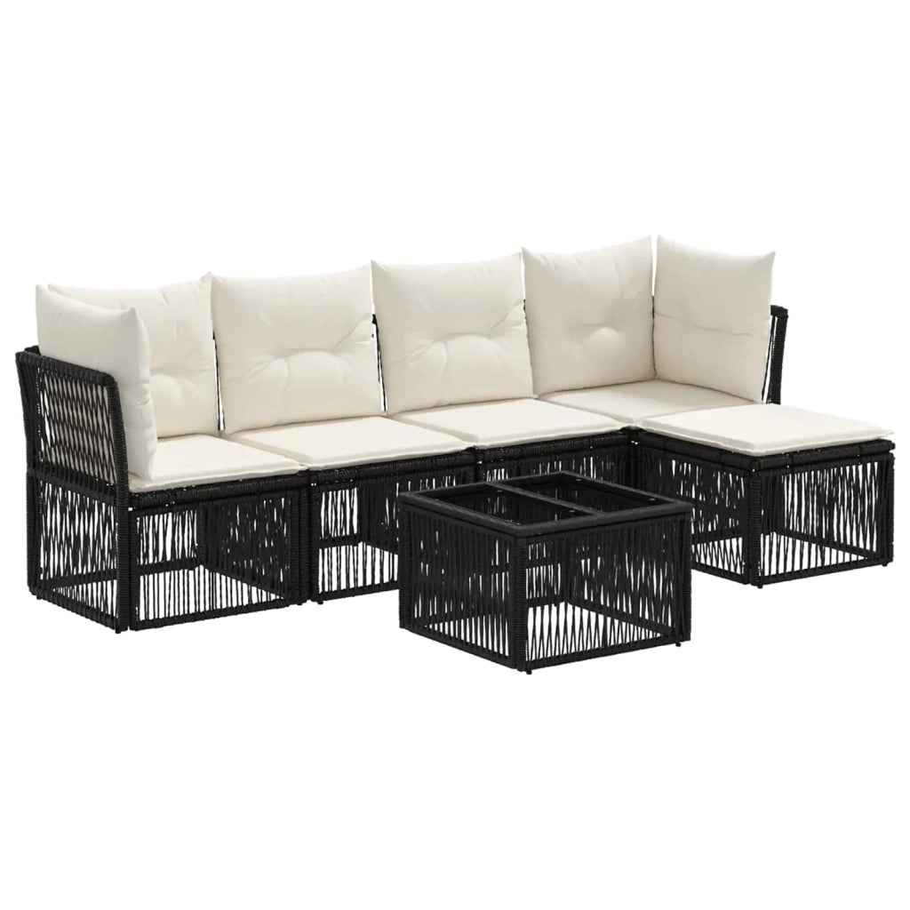 Set Divano da Giardino 6 pz Nero polyrattan 3434206