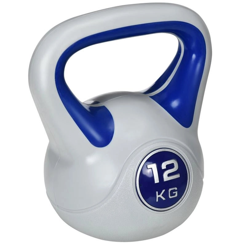 KETTLEBELL 12 KG IN PU E SABBIA CON BASE PIATTA 24 X 17 X 28 CM BLU