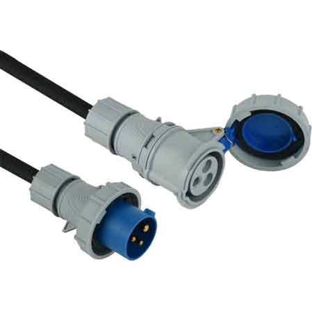 PROLUNGA INDUSTRIALE CON CAVO IN GOMMA IP67 16A 2P+T 200-250V - 20 mt - ELECTRALINE