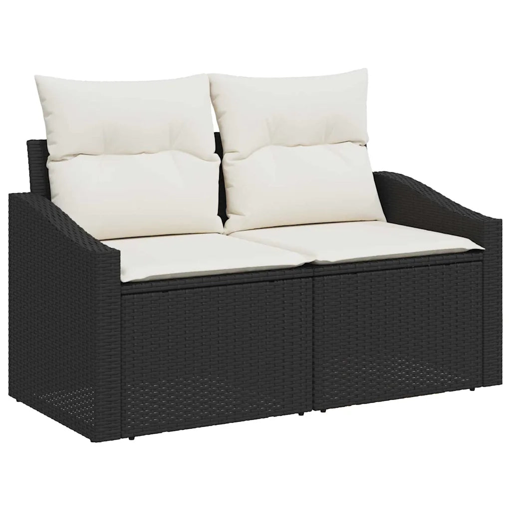 Set Divano da Giardino 5 pcs Nero e crema polyrattan