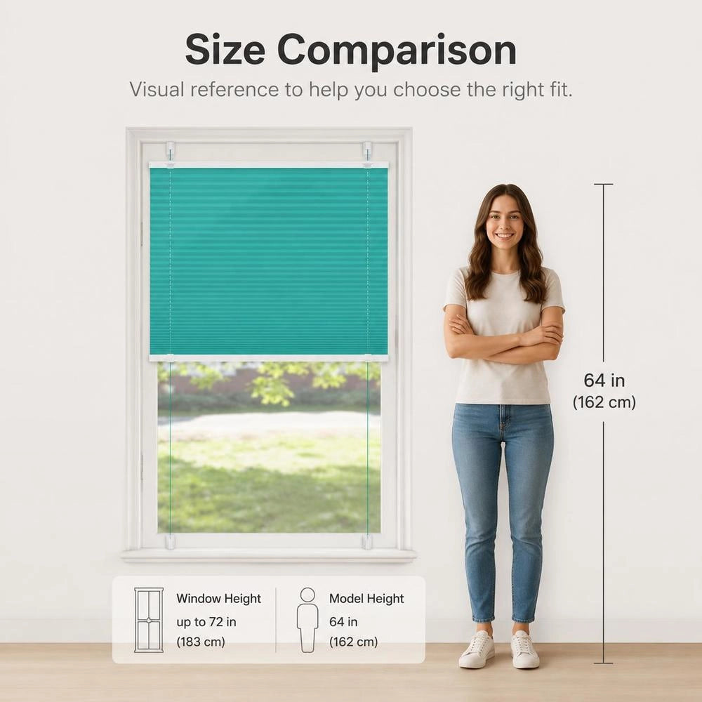 Tenda plissettata verde petrolio, 40x100 cm, larghezza tessuto 39,4 cm, poliestere – stretta e salvaspazio, ideale per angoli, regalo originale