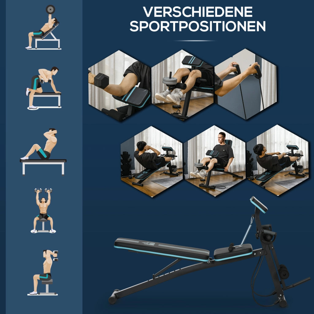Panca Fitness Pieghevole ¨C Xylo ¨C 7 Posizioni Regolabili, Carico 120kg, Blu
