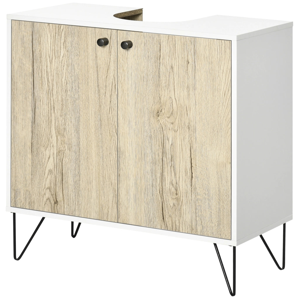 Mobile Bagno Sottolavabo con 2 Ante e Ripiano ¨C Minimal ¨C 60x30x60 cm Robe Bianco