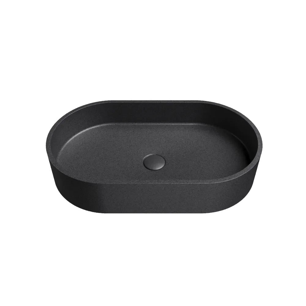Lavabo da appoggio ovale in microcemento 60x35x12 cm nero | Iseo