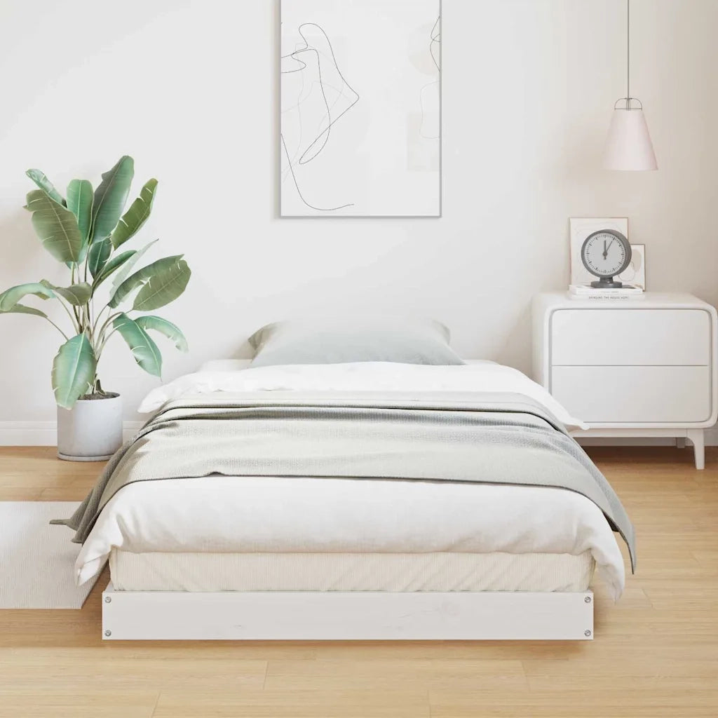Struttura letto a terra Bianco 80 x 210 cm Pino massello 869733