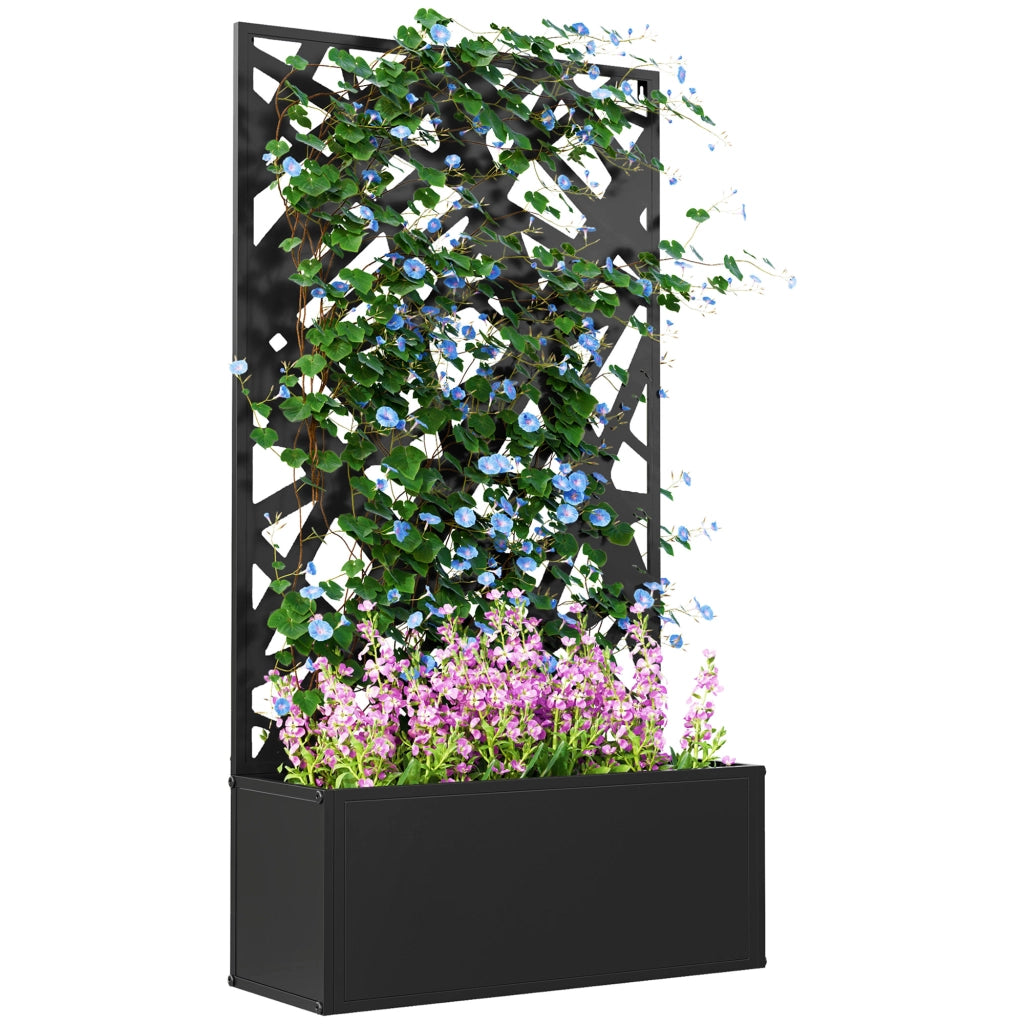 Fioriera Rialzata con Spalliera ¨C zephmum ¨C Nero 61x23x113 cm