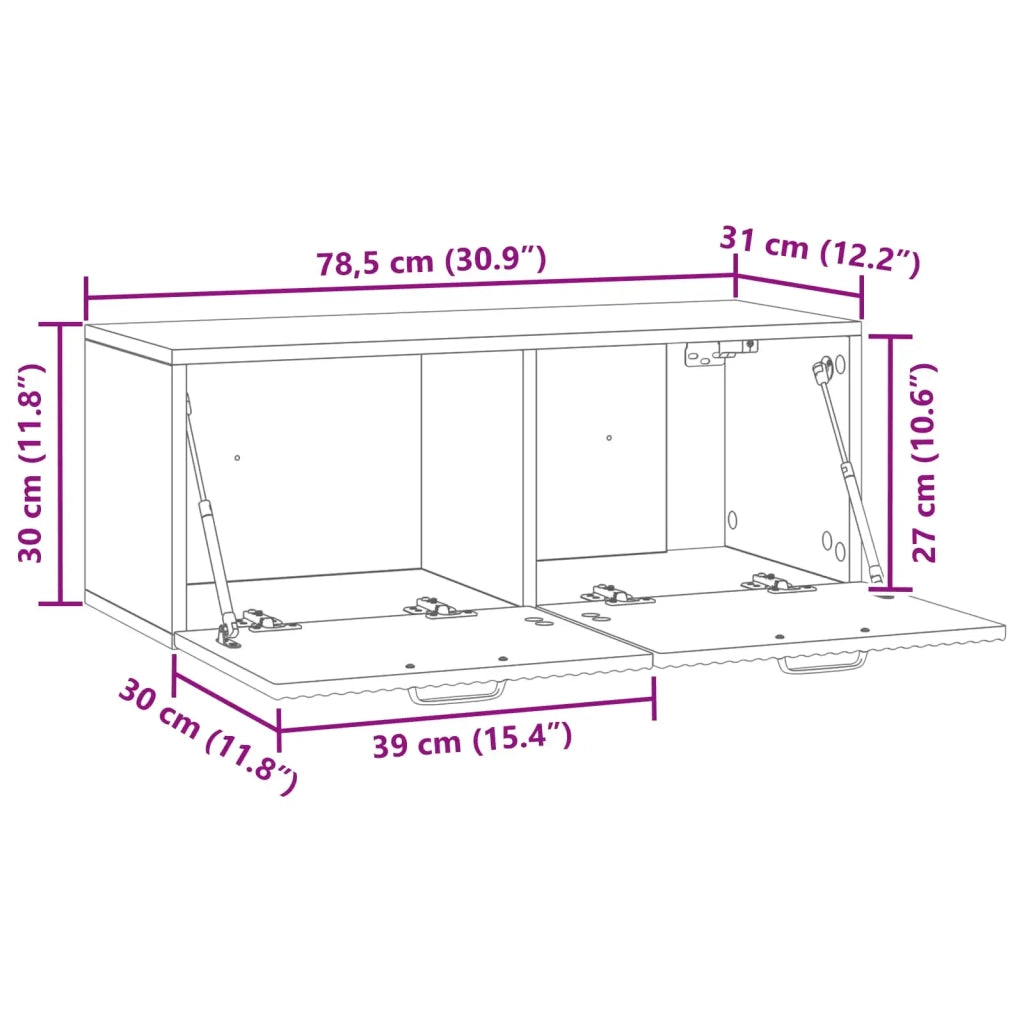 Mobile Porta TV da Muro Bianco Lucido 78,5 x 31 x 30 cm 899059