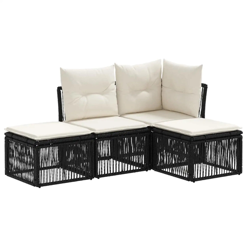 Set Divano da Giardino 4 pz Nero polyrattan 3434179
