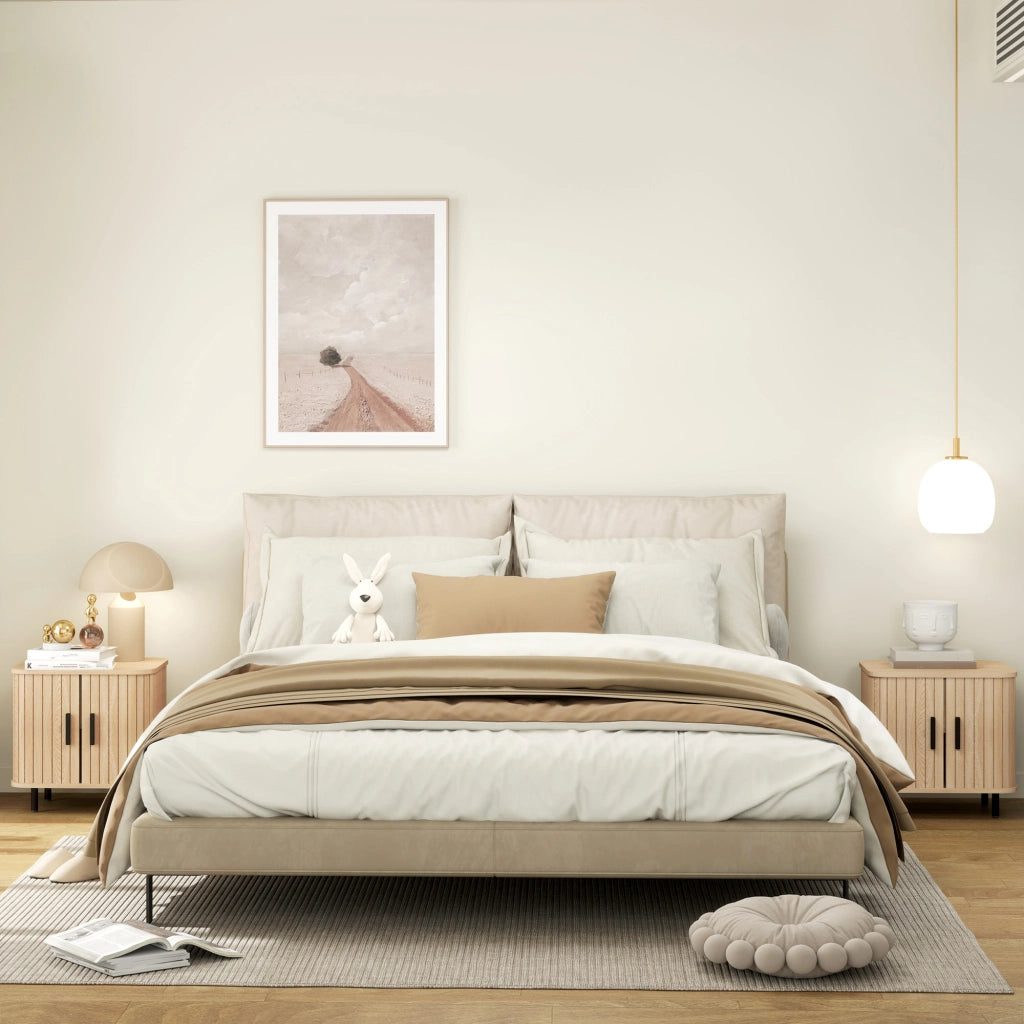 Comodini Set 2 ¨C zephmum ¨C Legno e Acciaio, Rovere e Nero, 48x40x48 cm