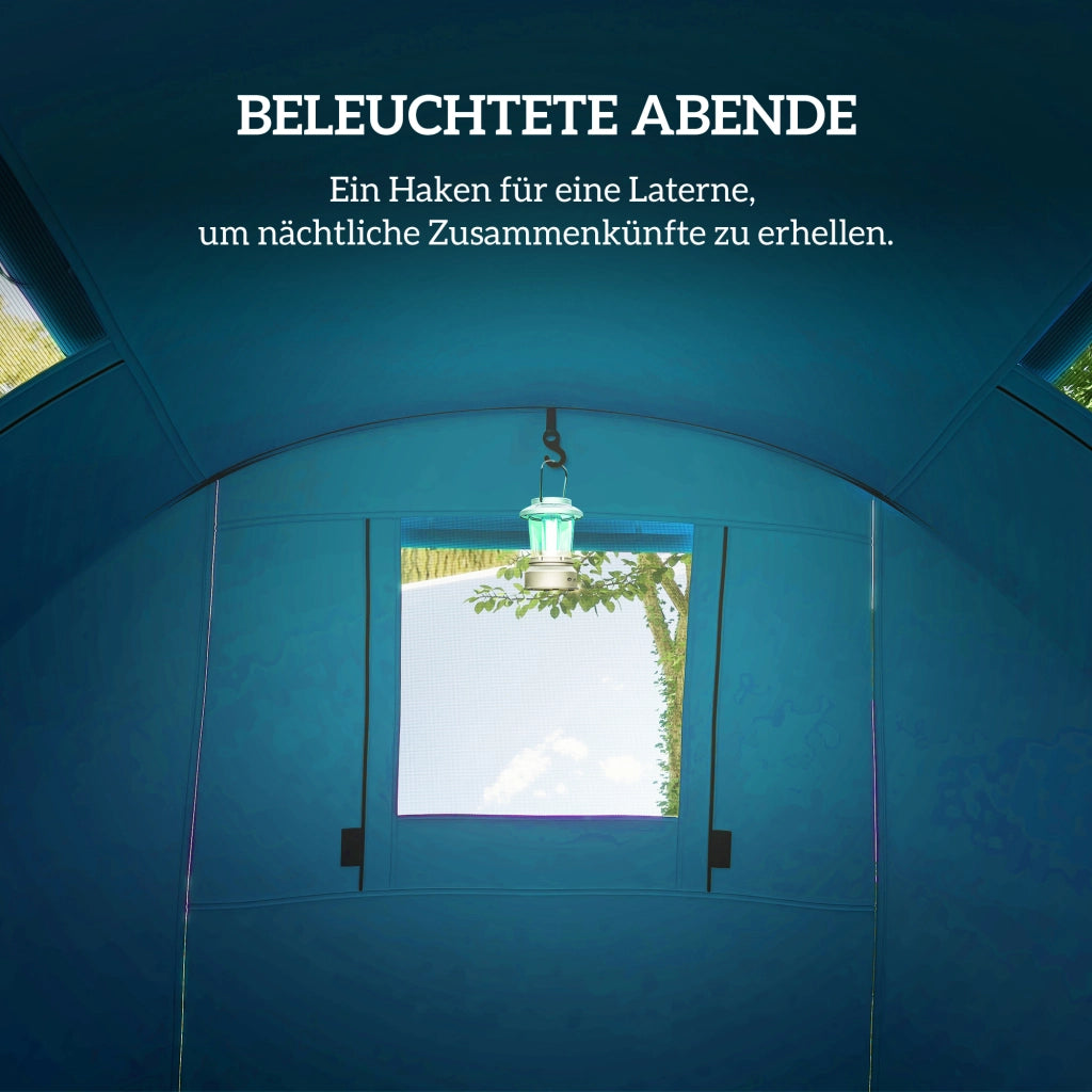 Tenda da Campeggio per 3-4 Persone Tenda Familiare Impermeabile 3000mm con 2 Vani Zona Giorno e Notte Azzurro Cielo