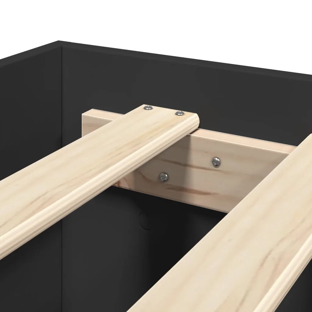 Giroletto-Struttura Letto Nero 100x200 cm in Legno Multistrato 395840
