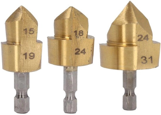 Set di Trapano Elevatore a 3 pezzi - Carbonio con rivestimento di Ti - Testa di trapano 1/4 pollici a 6 facce - Accessorio per trapano - Qualità professionale - Attrezzo