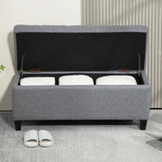 Panca contenitore imbottita 100x40x44 cm in poliestere grigio chiaro