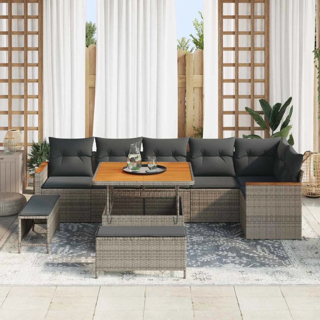 Set Divano da Giardino 9 pcs Grigio polyrattan 3362928