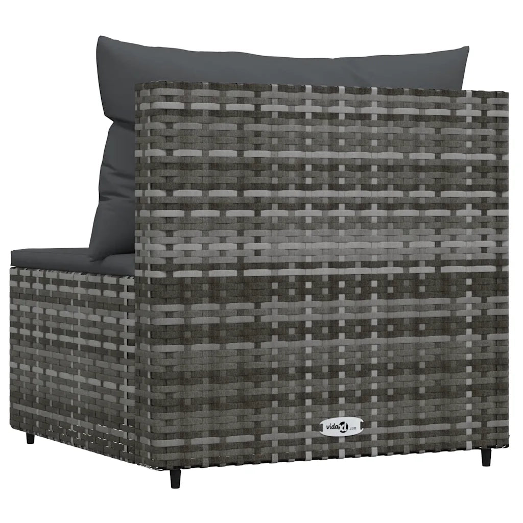 Divano Centrale da Giardino con Cuscini in Polyrattan Grigio 319769