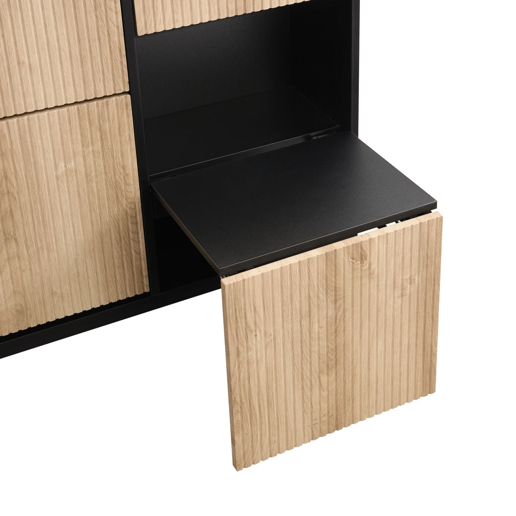 SCARPIERA con panca estraibile 100x25x100 cm MDF Nero e colore legno