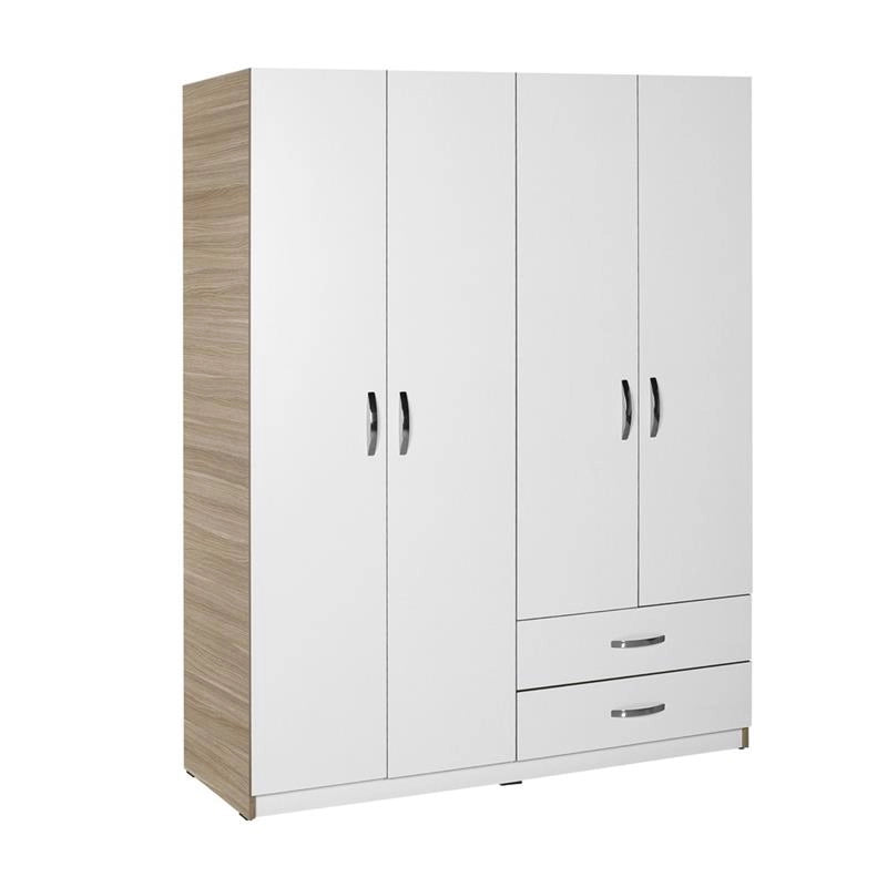 ARMADIO 4 ANTE E 2 CASSETTI COLORE BIANCO 120X170X40