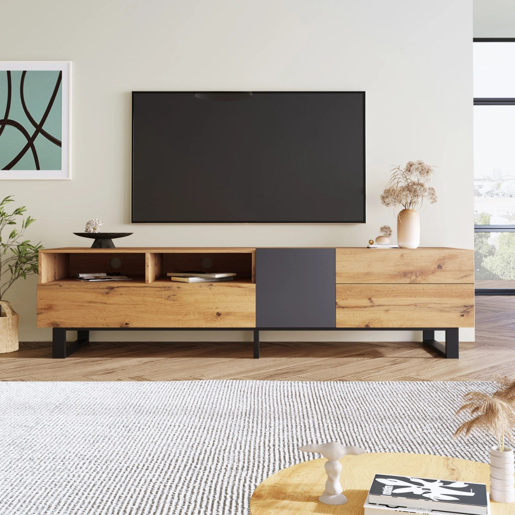MOBILE TV con 2 cassetti 180x38x50 cm MDF e ferro