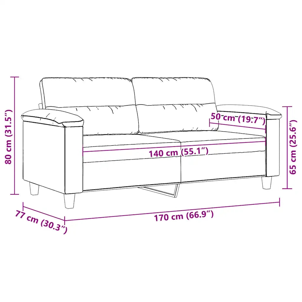 Divano a 2 Posti-Sofa 2 Posti Tortora 140 cm in Tessuto Microfibra