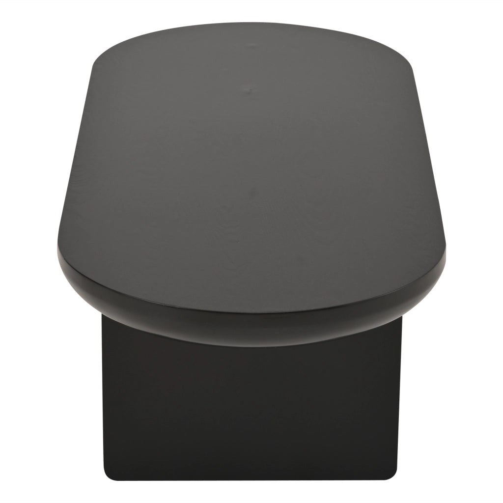 Tavolino basso fisso ovale in MDF nero verniciato a spruzzo con piedini in feltro 119.7 × 49.8 × 35.5 cm