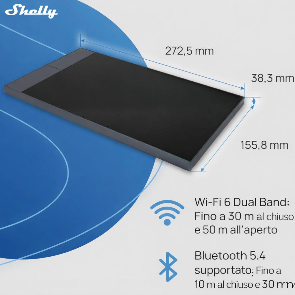 Shelly Wall Display XL Black Display Touch Smart per Casa Intelligente, Controllo Dispositivi Shelly, Monitoraggio Consumi Energetici e Interfaccia Touch Integrata