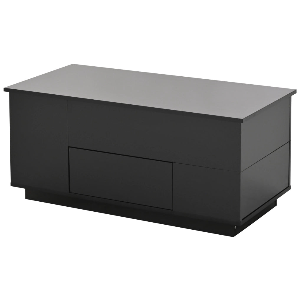 Tavolino da caff¨¨ elevabile 100x50 cm con LED, 2 cassetti e 2 sgabelli nero