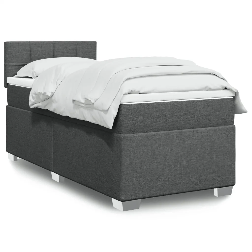 Giroletto a Molle con Materasso Grigio Scuro 90x200 cm Tessuto 3285772