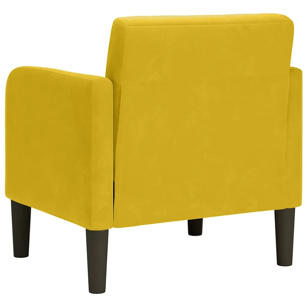 Divano Poltrona | Sedia con Braccioli Giallo 54 cm in Velluto