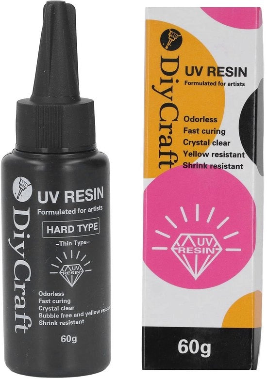 Colla UV trasparente - Epoossi trasparente - Indurimento rapido - 60g - Per gioielleria - Incolore - Adatto a diversi materiali - Utilizzo con luce UV - Per applicazioni di modellistica e artigianato