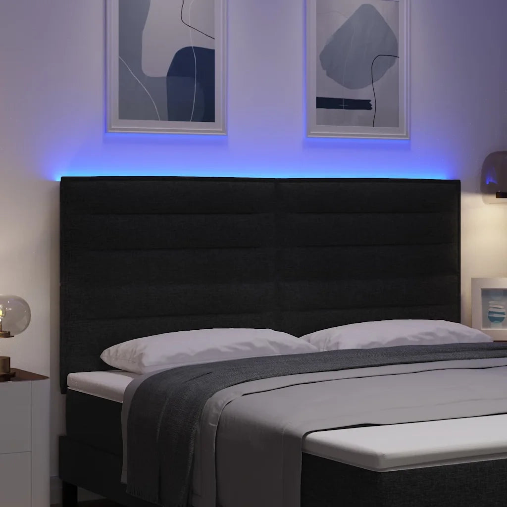 Testiera LED con strisce LED con testiera Nero 180 cm Tessuto 3338302