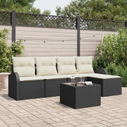 Set di divani con cuscino 6 pcs Nero e Bianco polyrattan