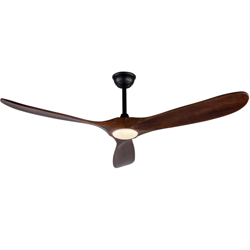 Ventilatore da soffitto 152 cm noce scuro nero con LED regolabile