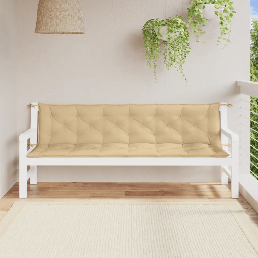 Cuscini Panca Giardino 2 pz-Set di 2 Cuscini per panchina da esterno Beige M¨¦lange 200x50x7 cm Tessuto