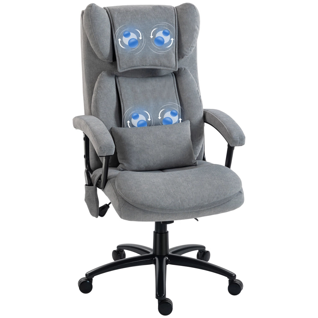 Sedia da ufficio massaggiante ergonomica poltrona direzionale con 4 punti di massaggio schienale alto velluto grigio per studio