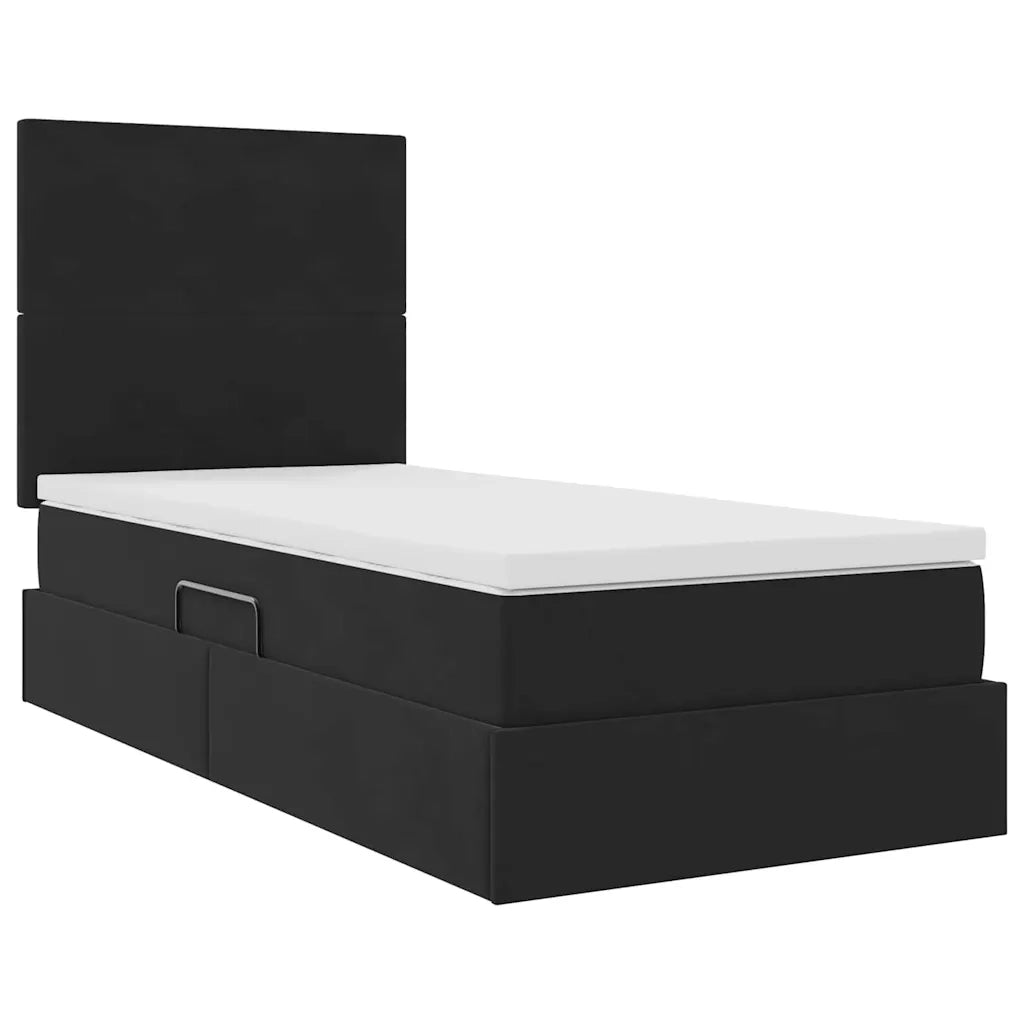 Letto con contenitore LED e materasso Nero 90 x 190 cm Velluto 3372575