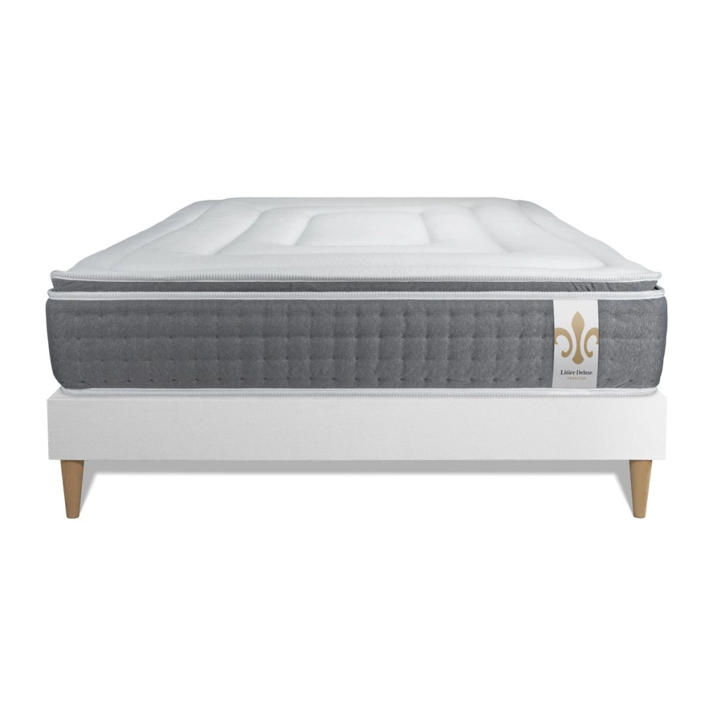 Pacchetto letto completo - Materasso 140x200cm + Box spring con doghe (kit) + 2 cuscini + Piumino - Vingt-Six PLUS