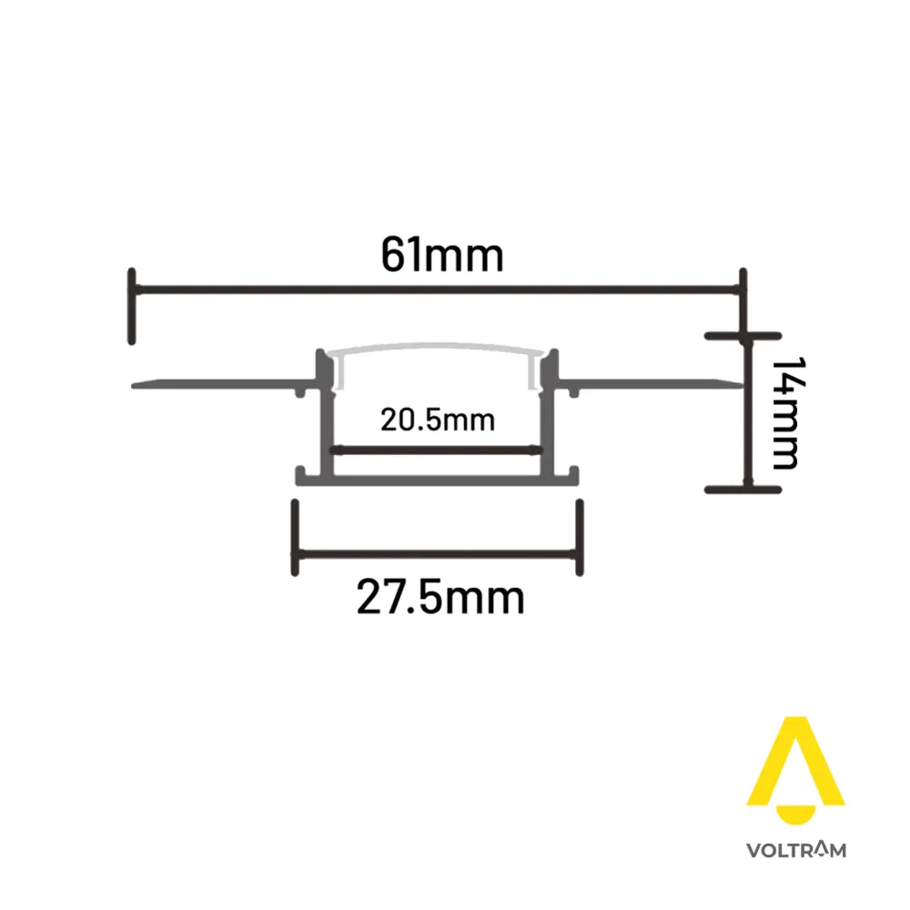 Profilo da incasso in alluminio silver 2mt per cartongesso per doppia striscia led