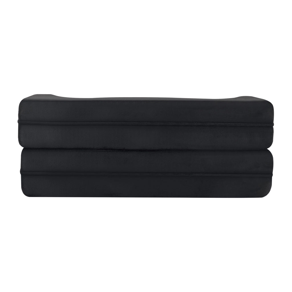 Divano letto pieghevole 2 in 1 in schiuma ad alta densità nero con 2 cuscini e rivestimento in peluche corto