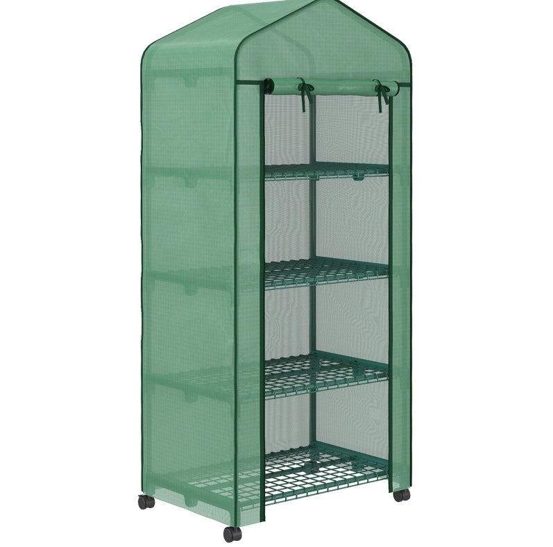Mini serra da giardino verde con 4 ripiani, 69 x 50 x 165 cm