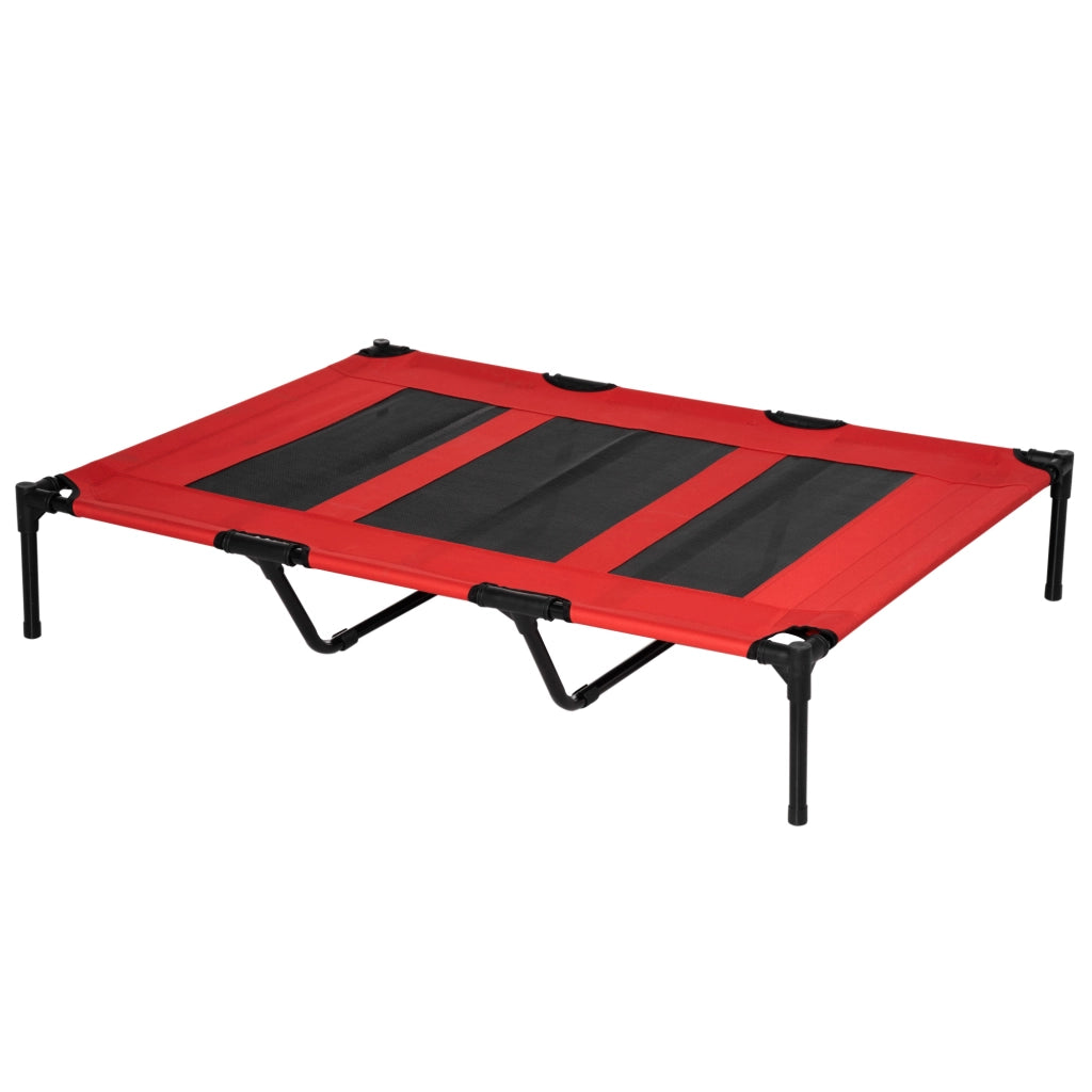 Lettino rialzato per cani 50 kg max con borsa da viaggio, metallo e tessuto Oxford, rosso, 122x92x23 cm, resistente e portatile