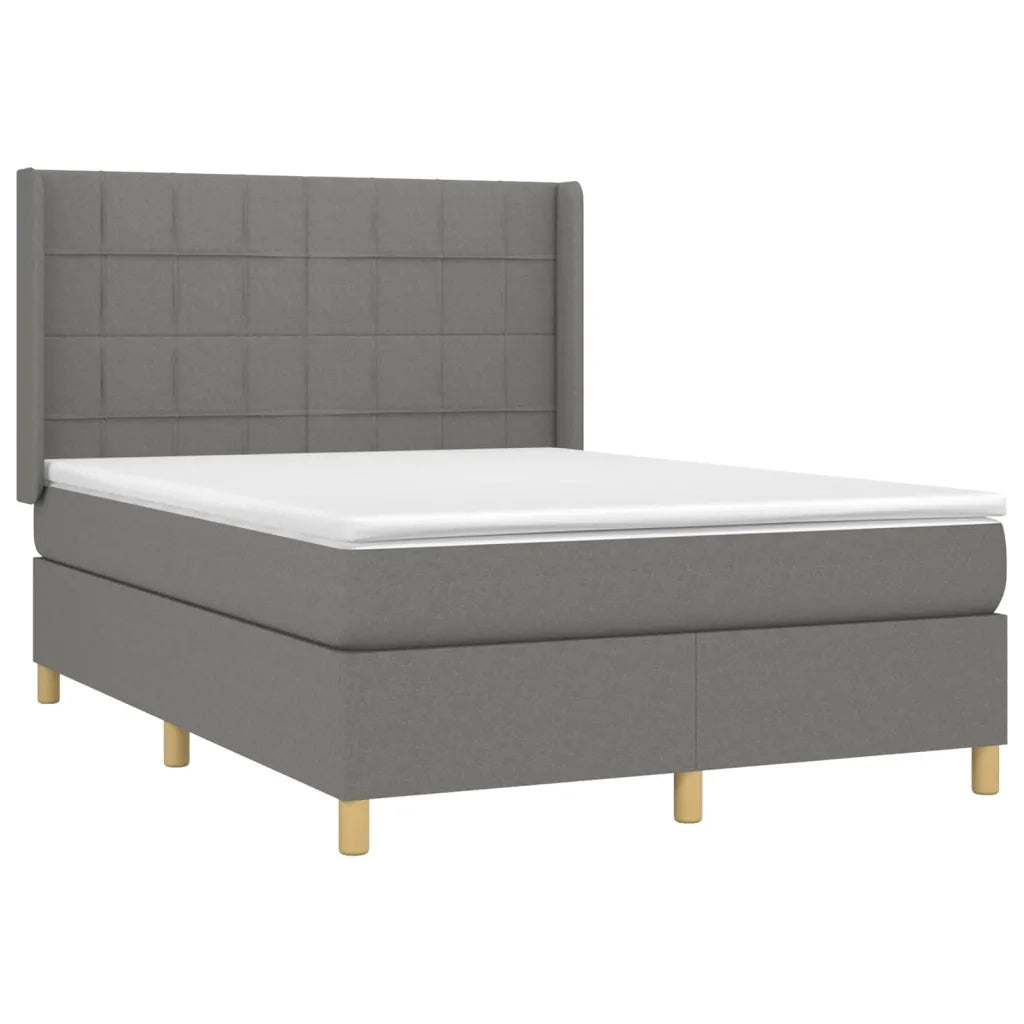 Letto a Molle Materasso e LED Grigio Scuro 140x200cm in Tessuto 3138878