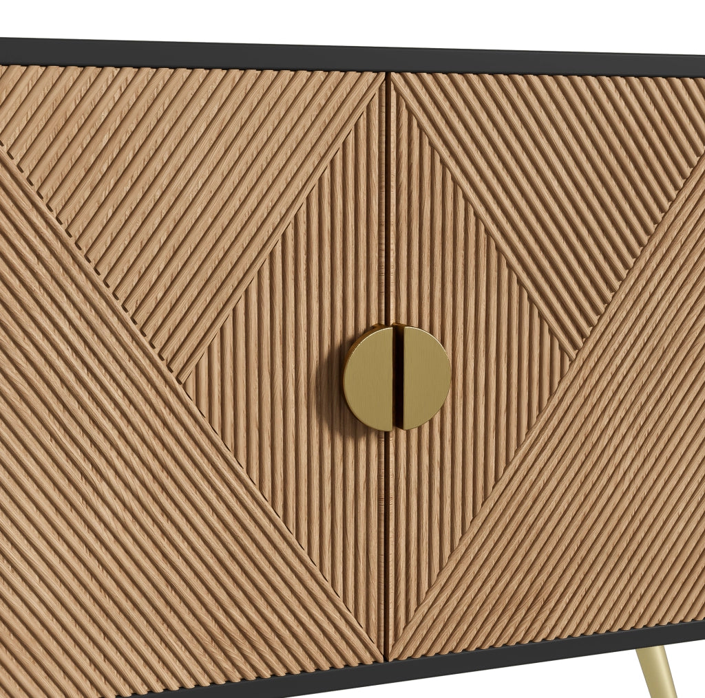 Sideboard 160 cm in MDF e PB con 4 porte, maniglie dorate spazzolate e gambe lucide oro